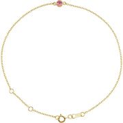 Pink tourmaline bezel set 14k gold bracelet