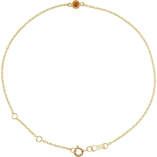 Citrine bezel set 14k gold bracelet