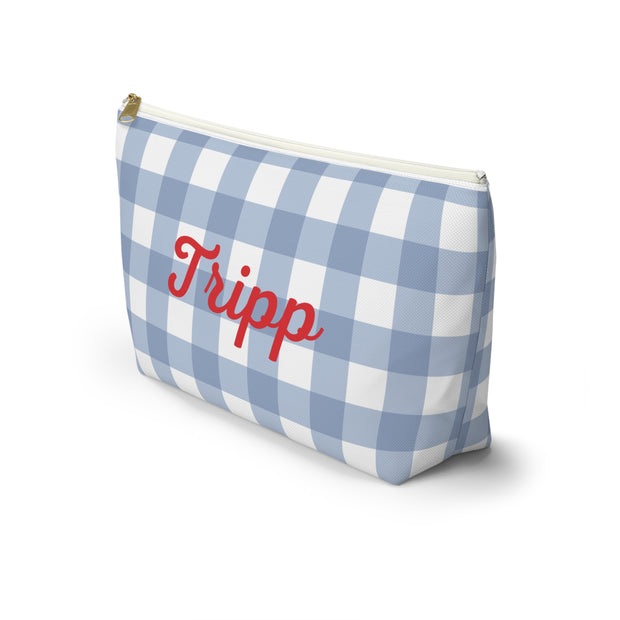  Gingham blue and red personalized Grandmillennial kids travel Bag