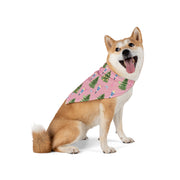 watercolor pink grand millennial dog Christmas bandana