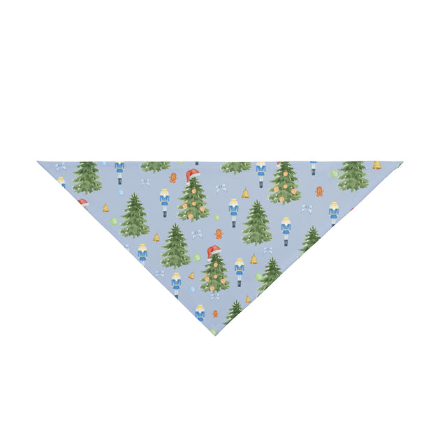 watercolor blue grandmillennial dog Christmas bandana