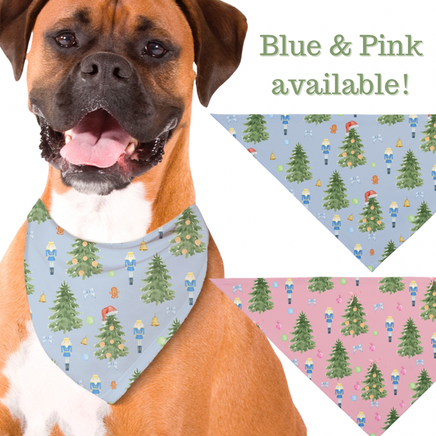 watercolor pink grandmillennial dog Christmas bandana