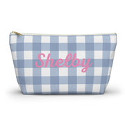  Gingham blue and pink Grandmillennial Travel Bag