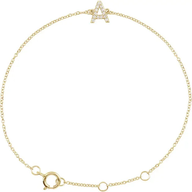 14k Gold Diamond Initial Bracelet