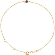 Amethyst bezel set 14k gold bracelet