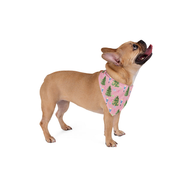 watercolor pink grandmillennial dog Christmas bandana