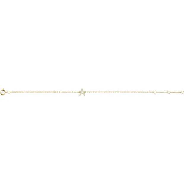 14k Gold Diamond Initial Bracelet