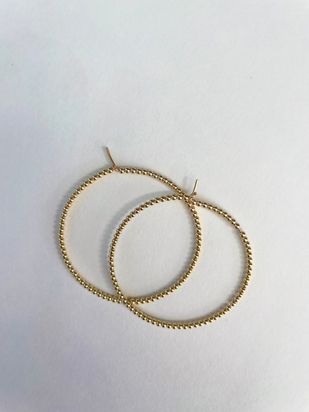 Beaded Hoop Earrings (2mm)