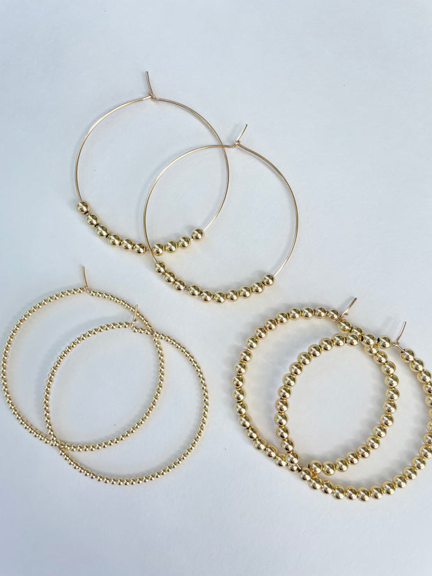 Beaded Hoop Earrings (2mm)