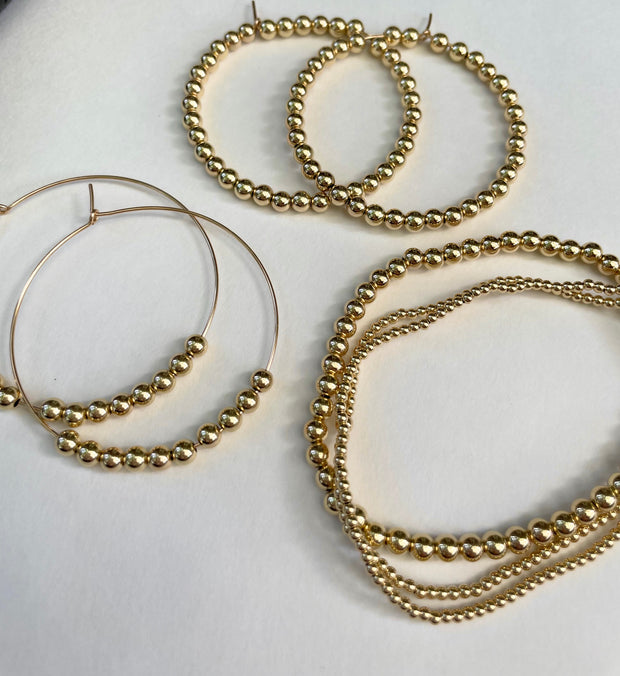 Beaded Hoop Earrings (4mm)- 2 Sizes