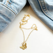 gold filled butterfly necklace