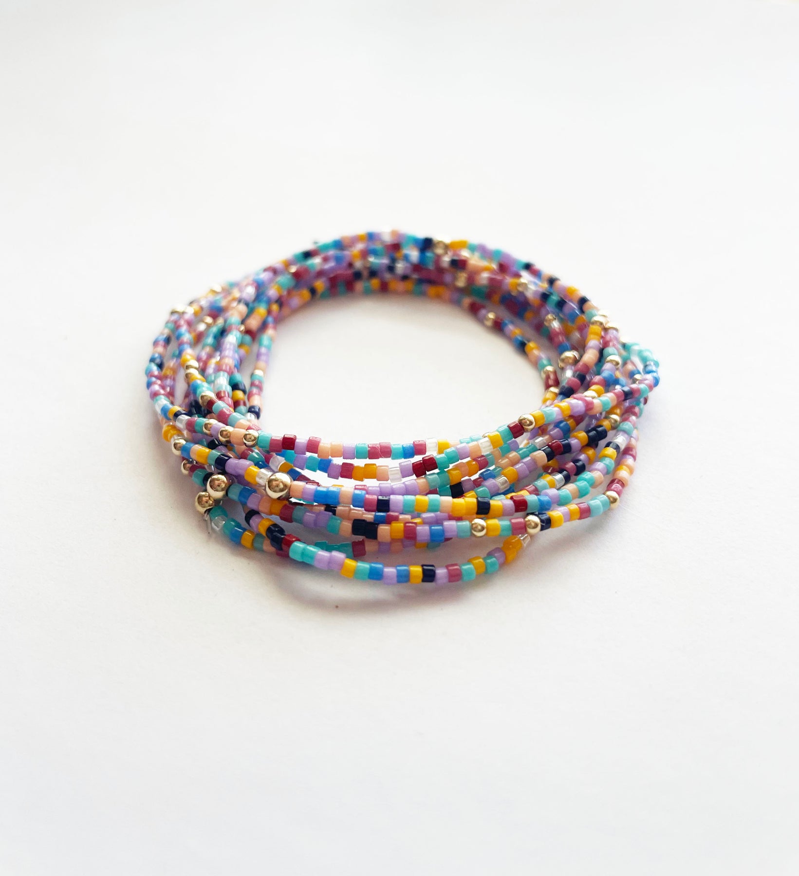 7 1/2'' Multi-Color Seed Bead Bracelet-0566-05