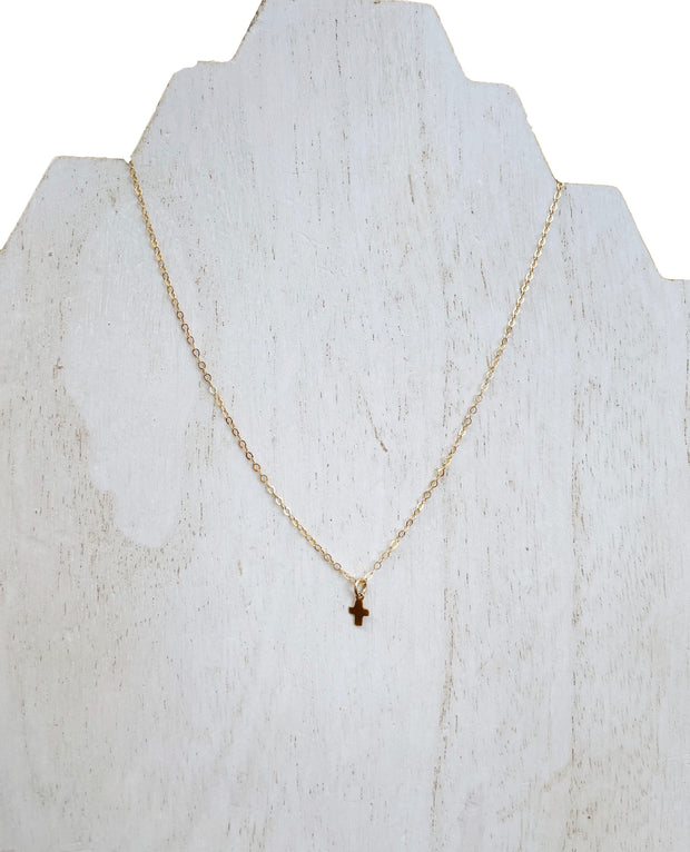 gold cross necklace. small cross necklace. gold filled cross charm necklace. tiny cross gold filled necklace. 