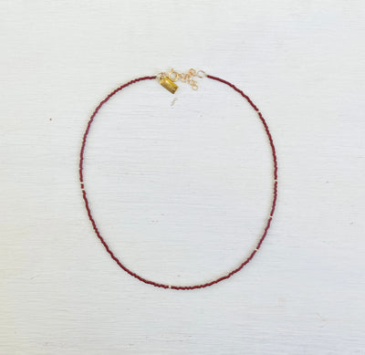 Maroon Seed Bead Necklace