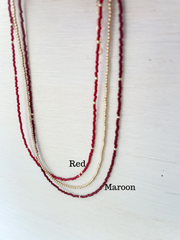 Maroon Seed Bead Necklace