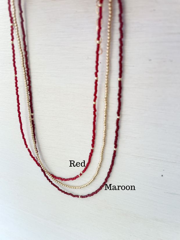 Red Seed Bead Necklace