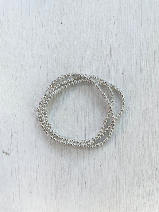 Everyday Beaded Bracelet - 3mm Silver