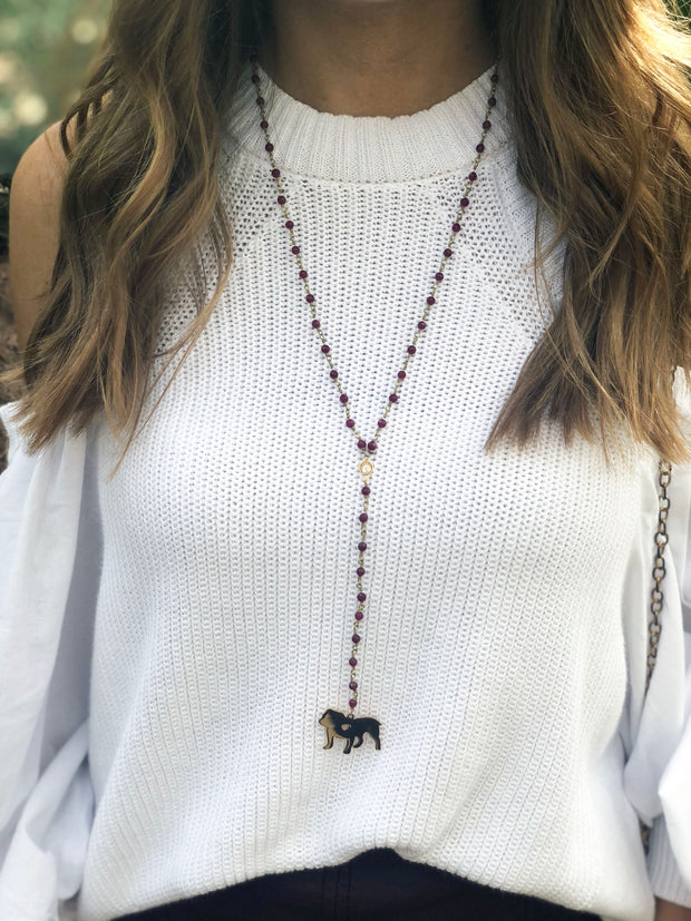 Mississippi state university game day jewelry - bulldog necklace