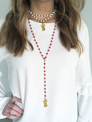 Colonel Reb white and red beaded game day necklaces