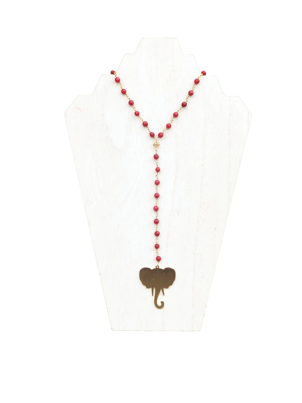 Elephant Necklace - Crimson